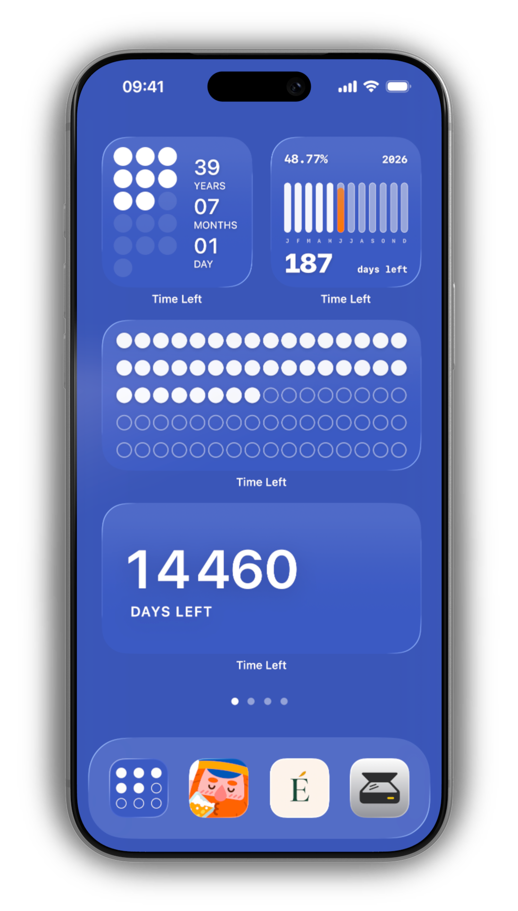 Time Left countdown and memories screen on iPhone